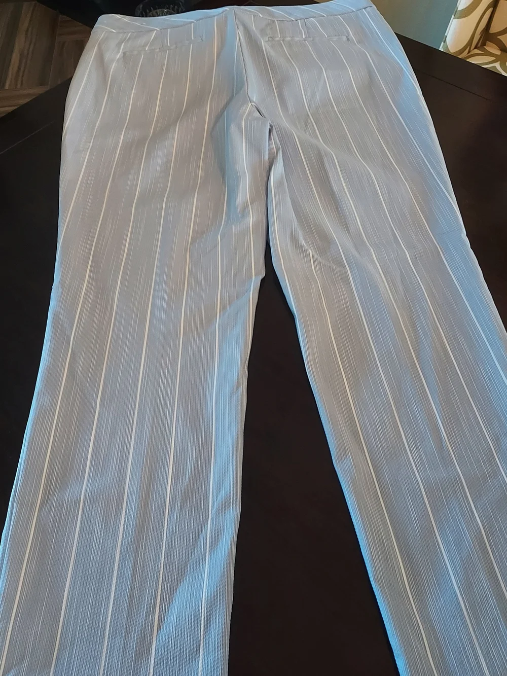 Claiborne Light Blue Pinstripe Wide-Leg Pants - Picture 6 of 13